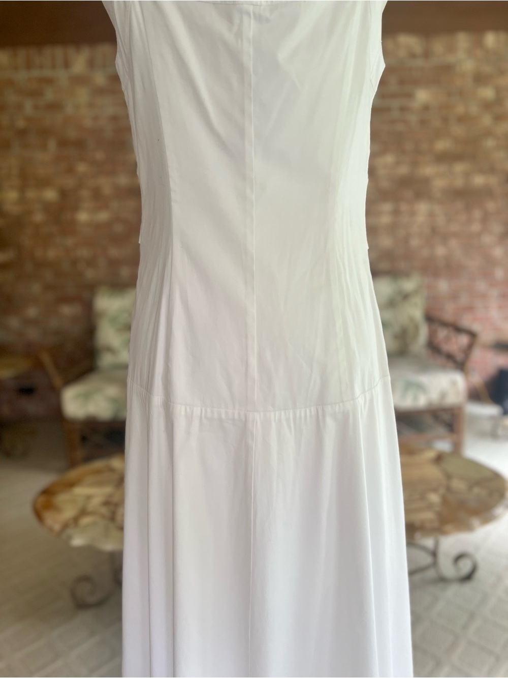 WHBM White Ruched Bodice Button Front Sateen Midi Dress NWT 6 Quiet Luxury - Picture 12 of 17